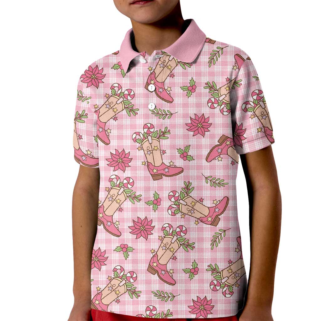 Pink Paniolo Palaka Hawaiian Cowgirl Christmas Kid Polo Shirt LT9 Kid Pink - Polynesian Pride