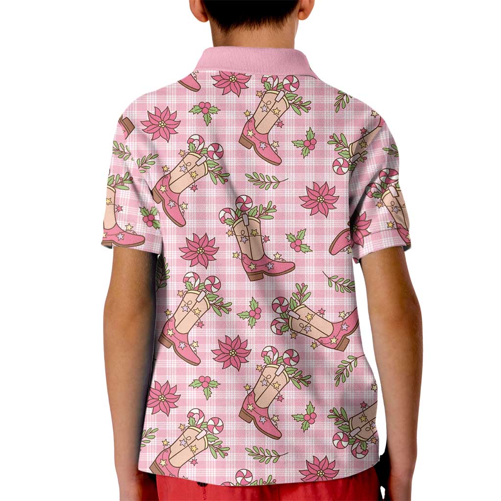 Pink Paniolo Palaka Hawaiian Cowgirl Christmas Kid Polo Shirt LT9 - Polynesian Pride