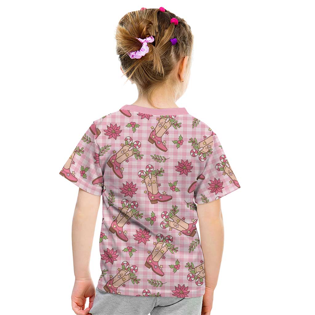 Pink Paniolo Palaka Hawaiian Cowgirl Christmas Kid T Shirt LT9 - Polynesian Pride