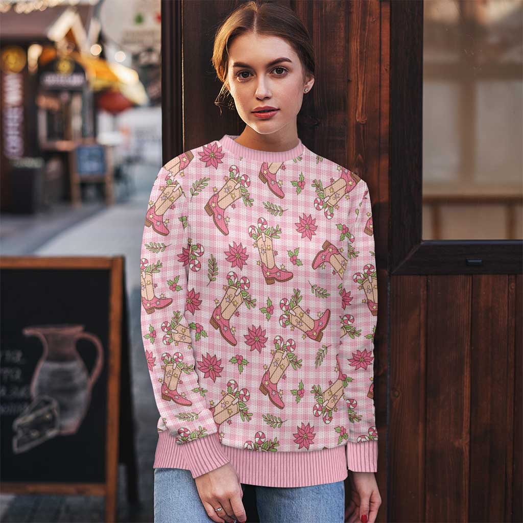 Pink Paniolo Palaka Hawaiian Cowgirl Christmas Ugly Christmas Sweater - Polynesian Pride