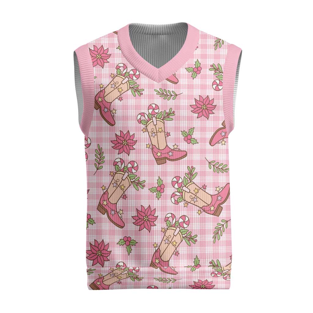 Pink Paniolo Palaka Hawaiian Cowgirl Christmas Knitted V-Neck Vest LT9 Pink - Polynesian Pride