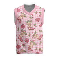 Pink Paniolo Palaka Hawaiian Cowgirl Christmas Knitted V-Neck Vest LT9 Pink - Polynesian Pride