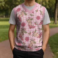 Pink Paniolo Palaka Hawaiian Cowgirl Christmas Knitted V-Neck Vest LT9 - Polynesian Pride