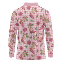 Pink Paniolo Palaka Hawaiian Cowgirl Christmas Long Sleeve Polo Shirt LT9 - Polynesian Pride