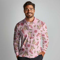 Pink Paniolo Palaka Hawaiian Cowgirl Christmas Long Sleeve Polo Shirt LT9 - Polynesian Pride