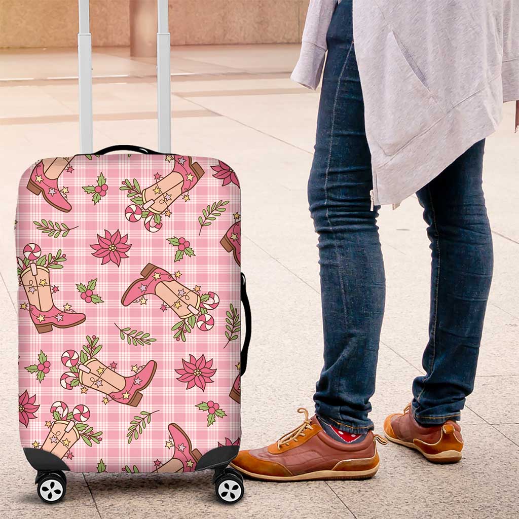 Pink Paniolo Palaka Hawaiian Cowgirl Christmas Luggage Cover LT9 Pink - Polynesian Pride