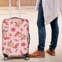 Pink Paniolo Palaka Hawaiian Cowgirl Christmas Luggage Cover LT9 Pink - Polynesian Pride