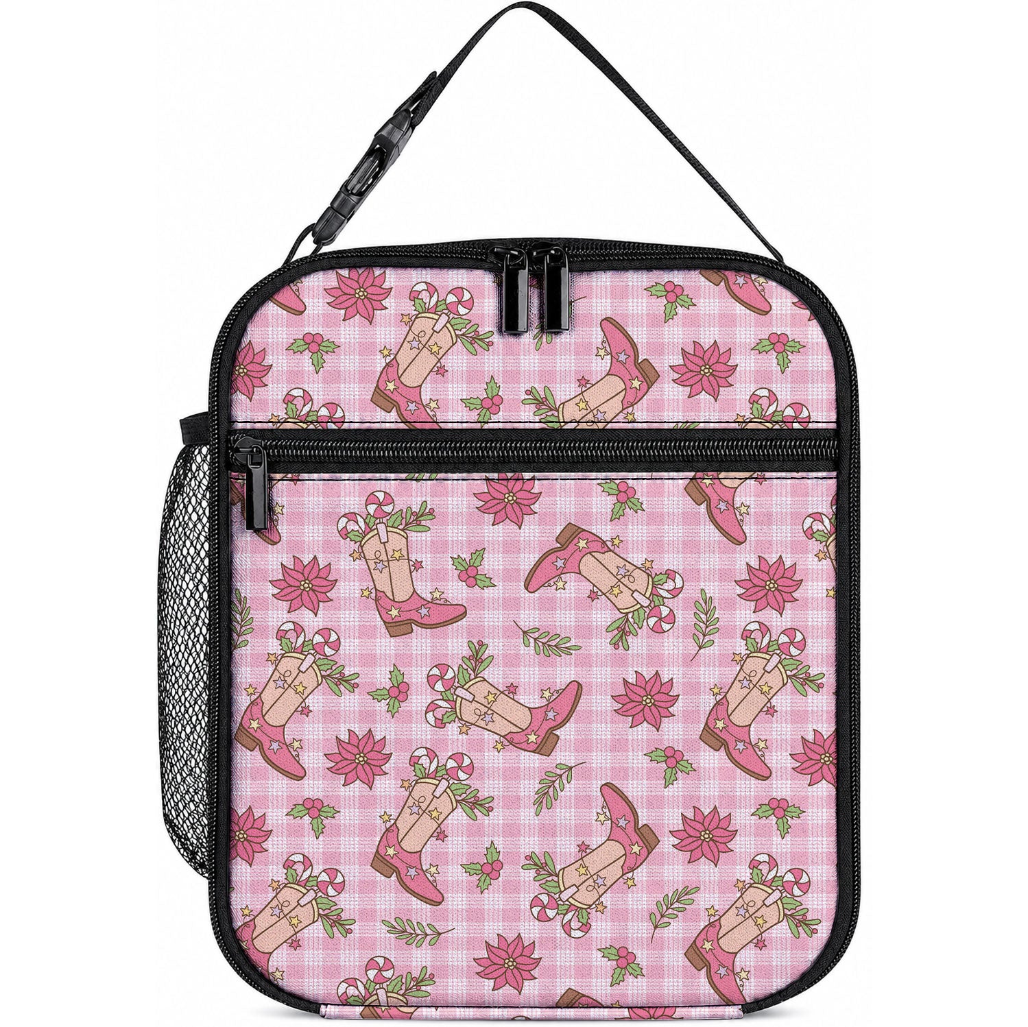 Pink Paniolo Palaka Hawaiian Cowgirl Christmas Lunch Bag LT9 10.2 × 8.3 × 4.3 inch Pink - Polynesian Pride