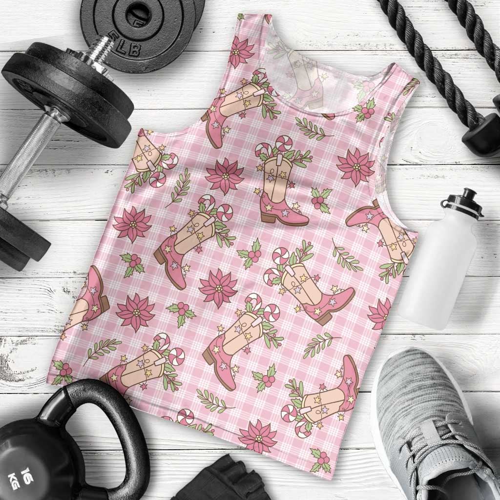 Pink Paniolo Palaka Hawaiian Cowgirl Christmas Men Tank Top - Polynesian Pride