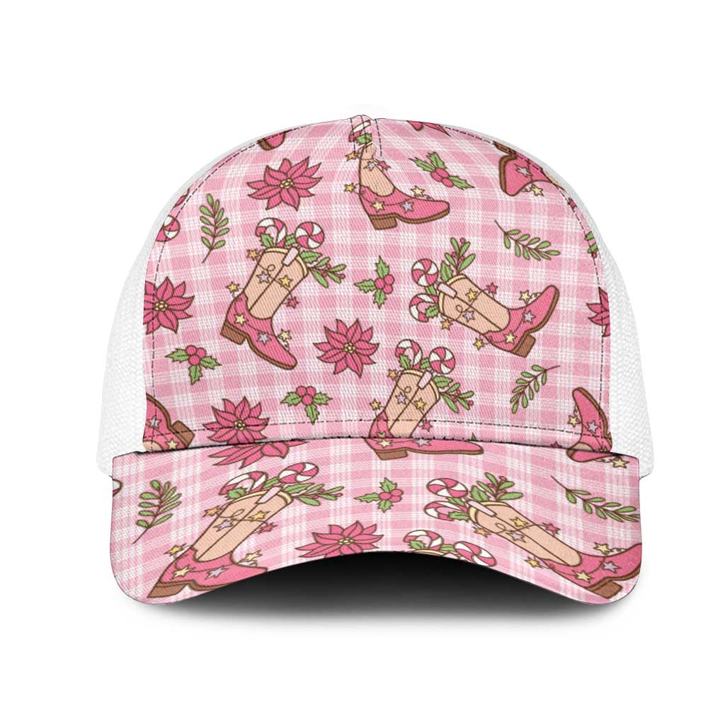 Pink Paniolo Palaka Hawaiian Cowgirl Christmas Mesh Trucker Cap - Polynesian Pride