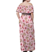 Pink Paniolo Palaka Hawaiian Cowgirl Christmas Off Shoulder Maxi Dress LT9 - Polynesian Pride