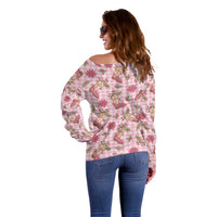 Pink Paniolo Palaka Hawaiian Cowgirl Christmas Off Shoulder Sweater - Polynesian Pride