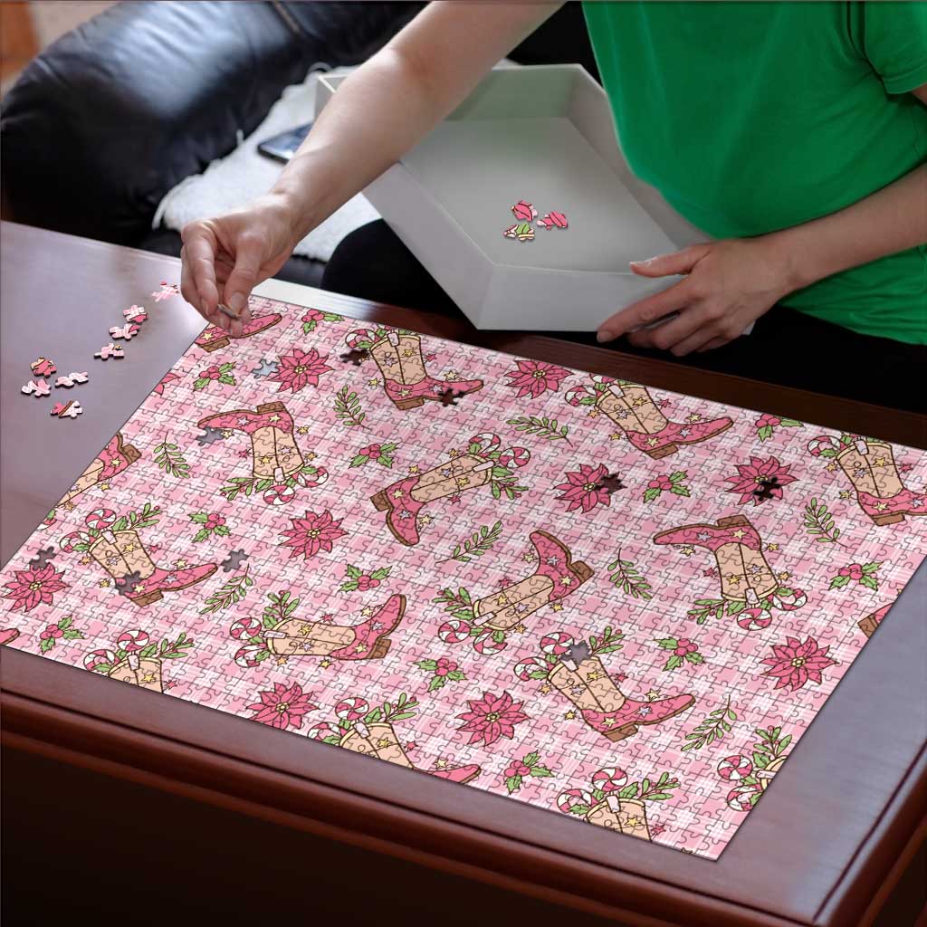Pink Paniolo Palaka Hawaiian Cowgirl Christmas Puzzle - Polynesian Pride