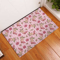 Pink Paniolo Palaka Hawaiian Cowgirl Christmas Rubber Doormat LT9 - Polynesian Pride