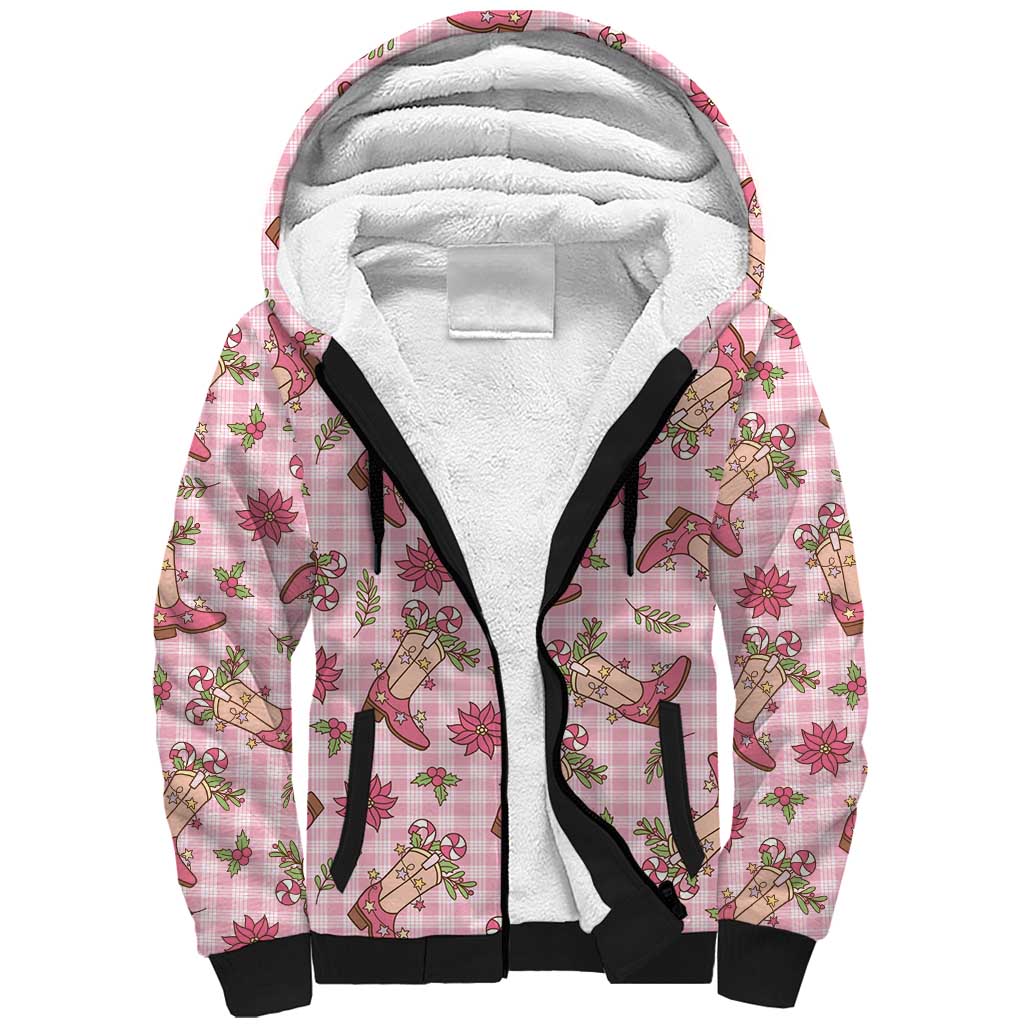 Pink Paniolo Palaka Hawaiian Cowgirl Christmas Sherpa Hoodie LT9 Unisex Pink - Polynesian Pride