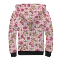 Pink Paniolo Palaka Hawaiian Cowgirl Christmas Sherpa Hoodie LT9 - Polynesian Pride