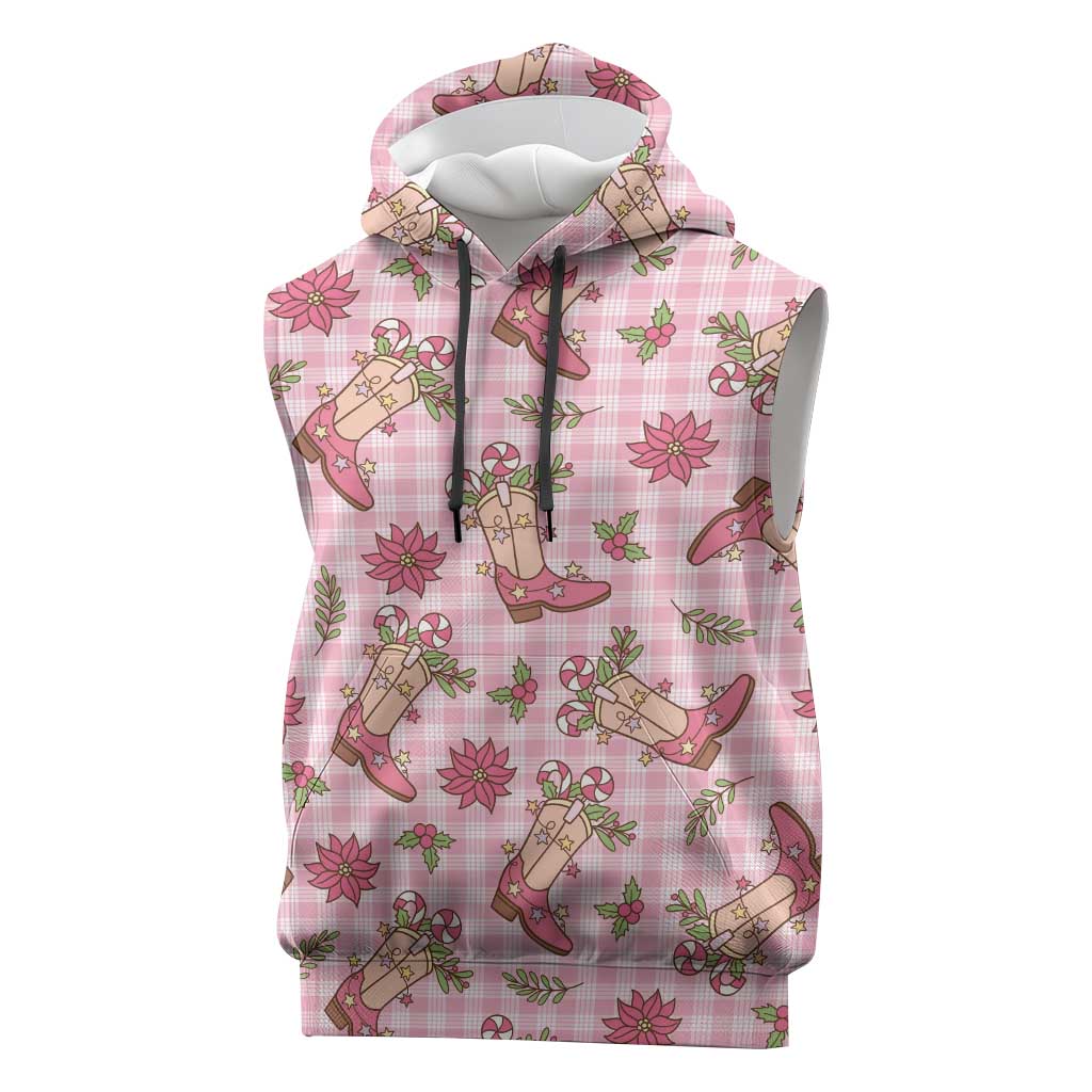 Pink Paniolo Palaka Hawaiian Cowgirl Christmas Sleeveless Hoodie LT9 Pink - Polynesian Pride