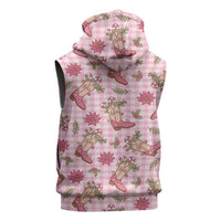 Pink Paniolo Palaka Hawaiian Cowgirl Christmas Sleeveless Hoodie LT9 - Polynesian Pride