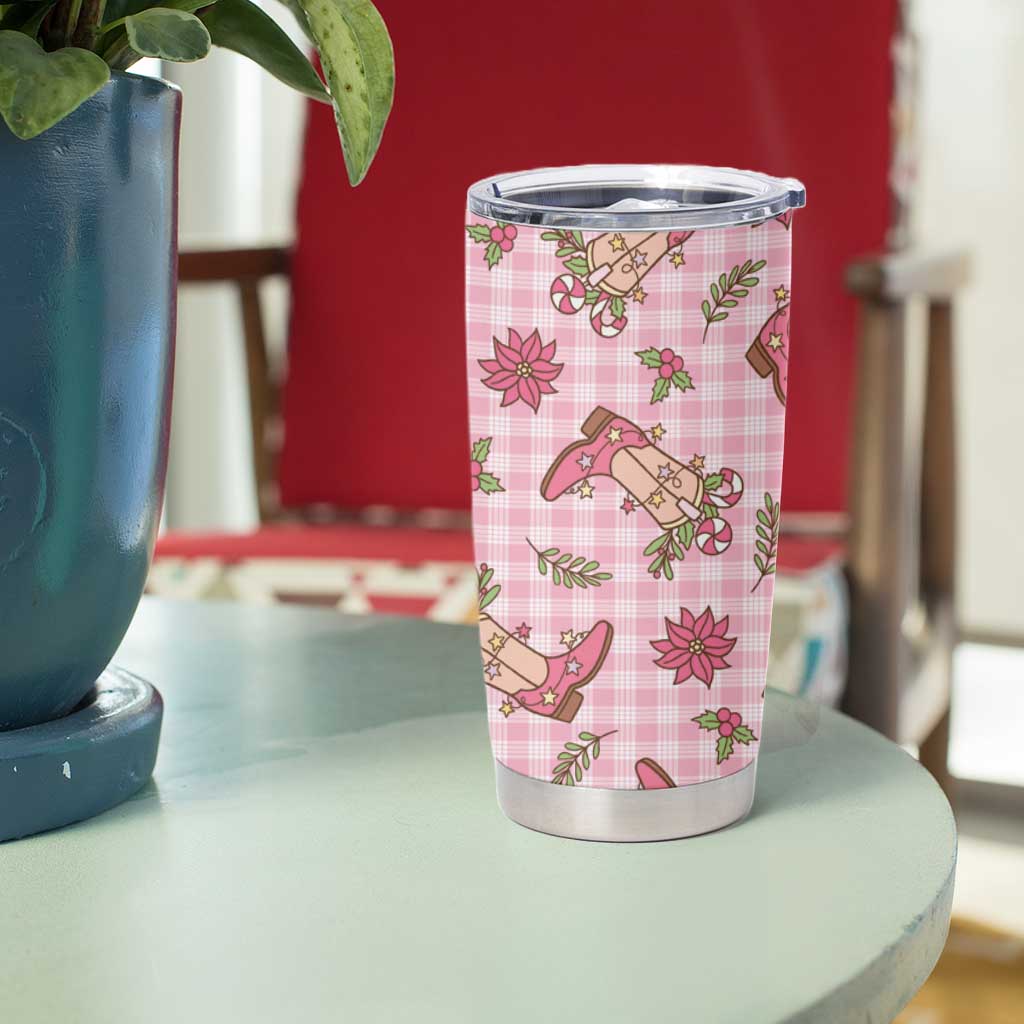 Pink Paniolo Palaka Hawaiian Cowgirl Christmas Tumbler Cup LT9 - Polynesian Pride
