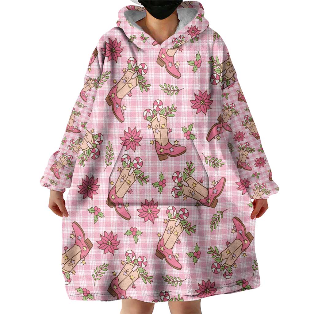 Pink Paniolo Palaka Hawaiian Cowgirl Christmas Wearable Blanket Hoodie LT9 - Polynesian Pride
