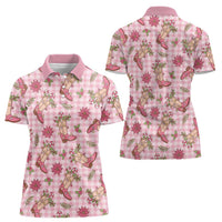 Pink Paniolo Palaka Hawaiian Cowgirl Christmas Women Polo Shirt LT9 - Polynesian Pride