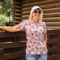 Pink Paniolo Palaka Hawaiian Cowgirl Christmas Women Polo Shirt LT9 - Polynesian Pride