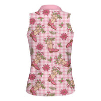 Pink Paniolo Palaka Hawaiian Cowgirl Christmas Women Sleeveless Polo Shirt LT9 - Polynesian Pride