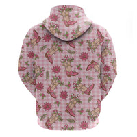 Pink Paniolo Palaka Hawaiian Cowgirl Christmas Zip Hoodie LT9 - Polynesian Pride