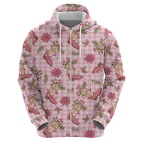 Pink Paniolo Palaka Hawaiian Cowgirl Christmas Zip Hoodie LT9 - Polynesian Pride