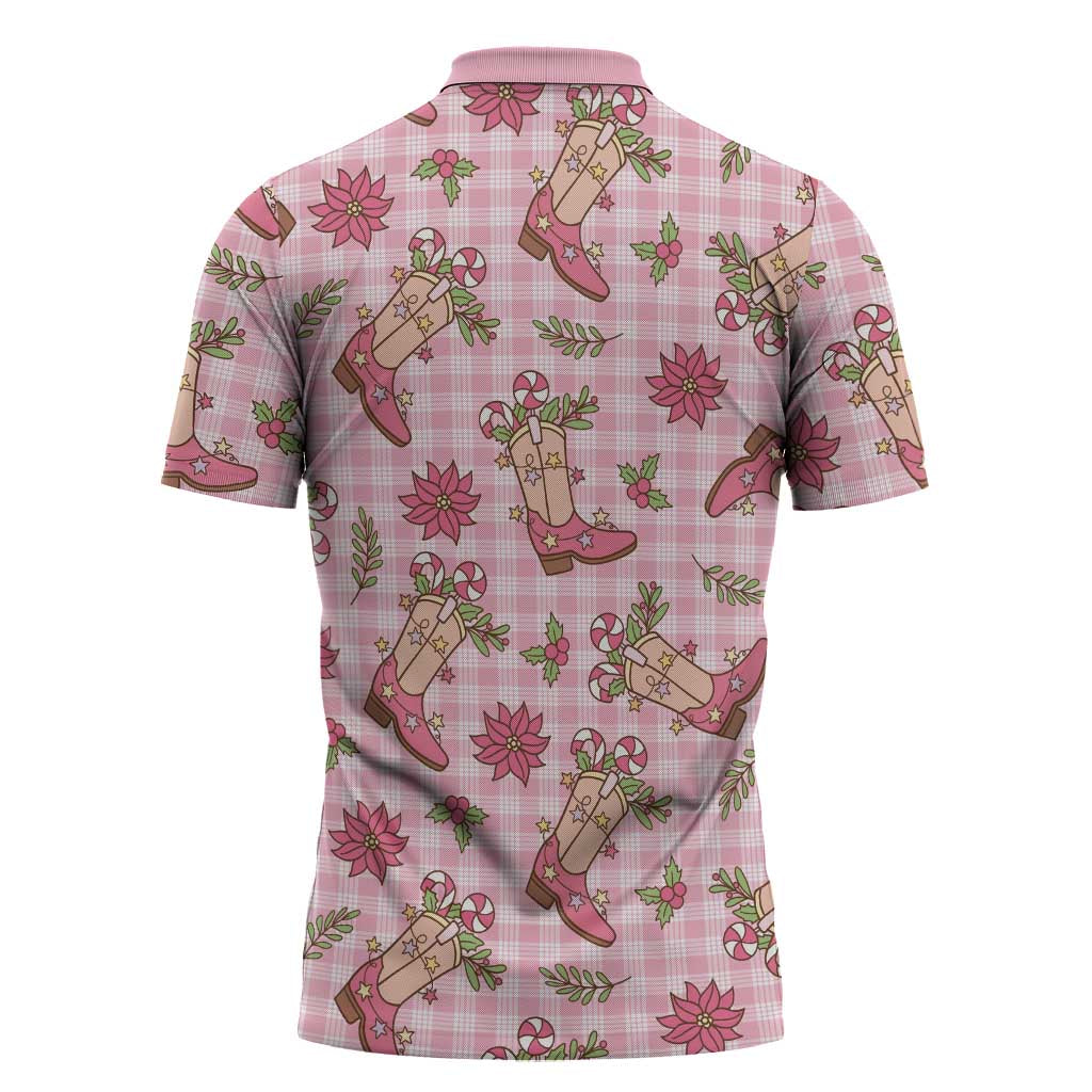 Pink Paniolo Palaka Hawaiian Cowgirl Christmas Zipper Polo Shirt LT9 - Polynesian Pride