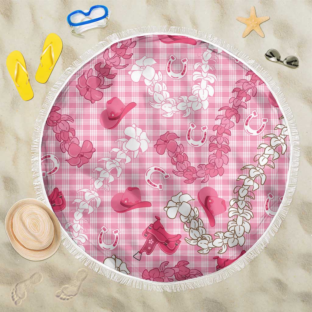 Paniolo Palaka Hawaiian Cowgirl Beach Blanket LT9 One Size 150cm Pink - Polynesian Pride