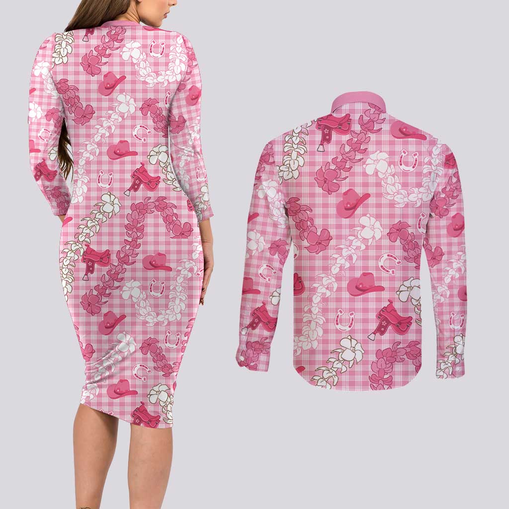 Paniolo Palaka Hawaiian Cowgirl Couples Matching Long Sleeve Bodycon Dress and Long Sleeve Button Shirt LT9 - Polynesian Pride