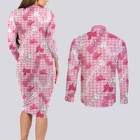 Paniolo Palaka Hawaiian Cowgirl Couples Matching Long Sleeve Bodycon Dress and Long Sleeve Button Shirt LT9 - Polynesian Pride