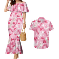 Paniolo Palaka Hawaiian Cowgirl Couples Matching Mermaid Dress and Hawaiian Shirt LT9 Pink - Polynesian Pride
