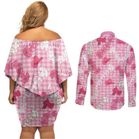 Paniolo Palaka Hawaiian Cowgirl Couples Matching Off Shoulder Short Dress and Long Sleeve Button Shirt LT9 - Polynesian Pride