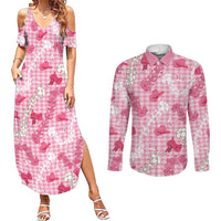 Paniolo Palaka Hawaiian Cowgirl Couples Matching Summer Maxi Dress and Long Sleeve Button Shirt LT9 Pink - Polynesian Pride
