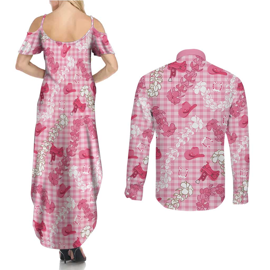 Paniolo Palaka Hawaiian Cowgirl Couples Matching Summer Maxi Dress and Long Sleeve Button Shirt LT9 - Polynesian Pride