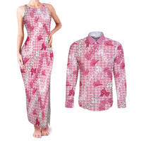 Paniolo Palaka Hawaiian Cowgirl Couples Matching Tank Maxi Dress and Long Sleeve Button Shirt LT9 Pink - Polynesian Pride