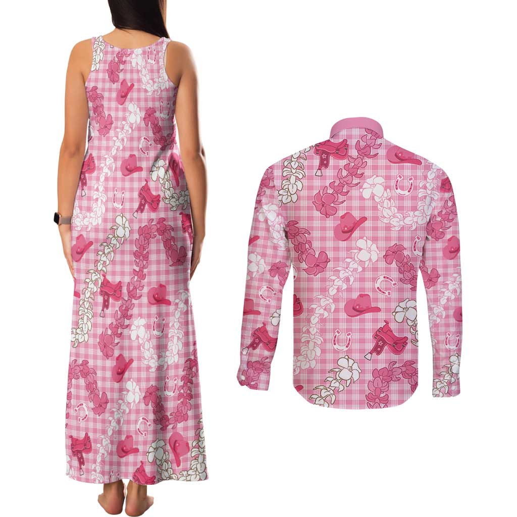 Paniolo Palaka Hawaiian Cowgirl Couples Matching Tank Maxi Dress and Long Sleeve Button Shirt LT9 - Polynesian Pride