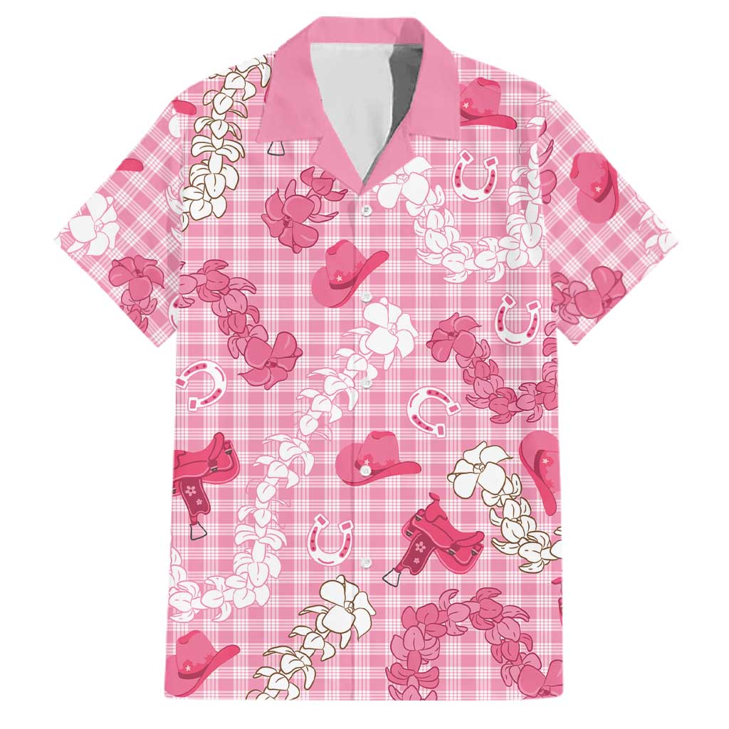 Paniolo Palaka Hawaiian Cowgirl Family Matching Mermaid Dress and Hawaiian Shirt LT9 Dad's Shirt - Short Sleeve Pink - Polynesian Pride