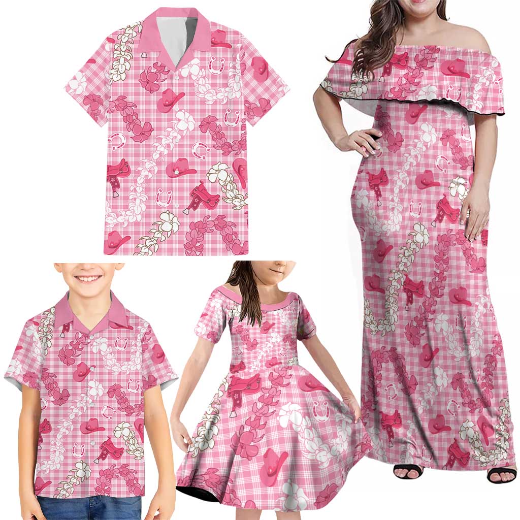 Paniolo Palaka Hawaiian Cowgirl Family Matching Off Shoulder Maxi Dress and Hawaiian Shirt LT9 - Polynesian Pride