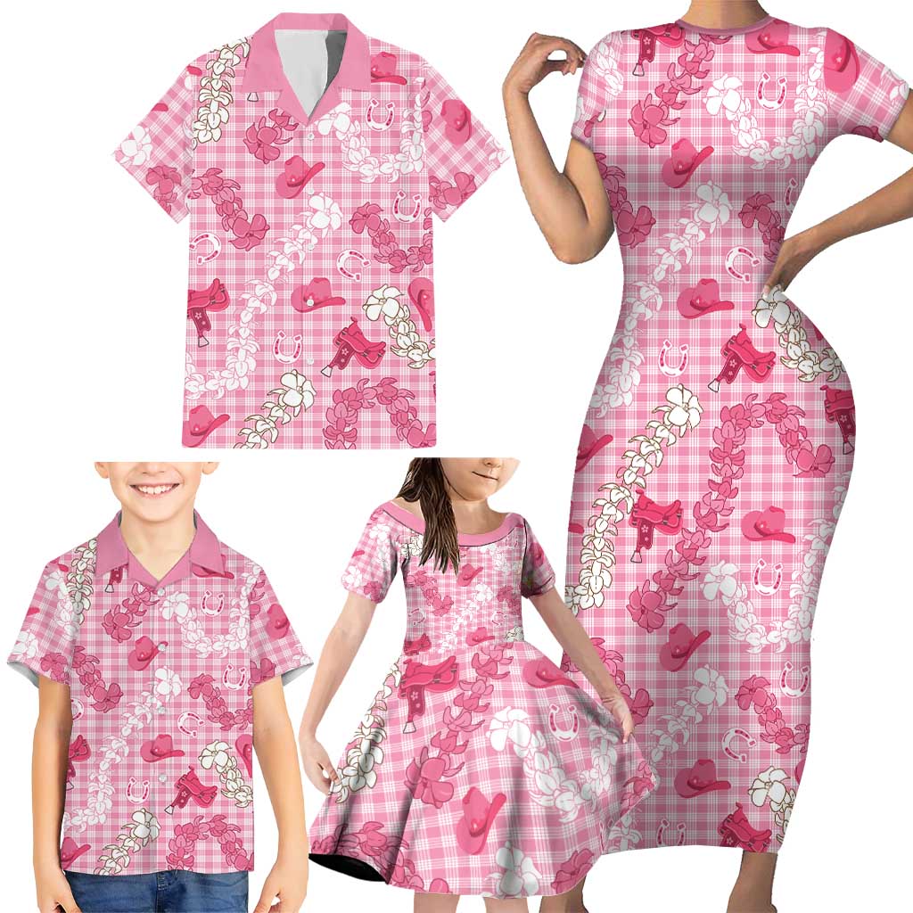 Paniolo Palaka Hawaiian Cowgirl Family Matching Short Sleeve Bodycon Dress and Hawaiian Shirt LT9 - Polynesian Pride