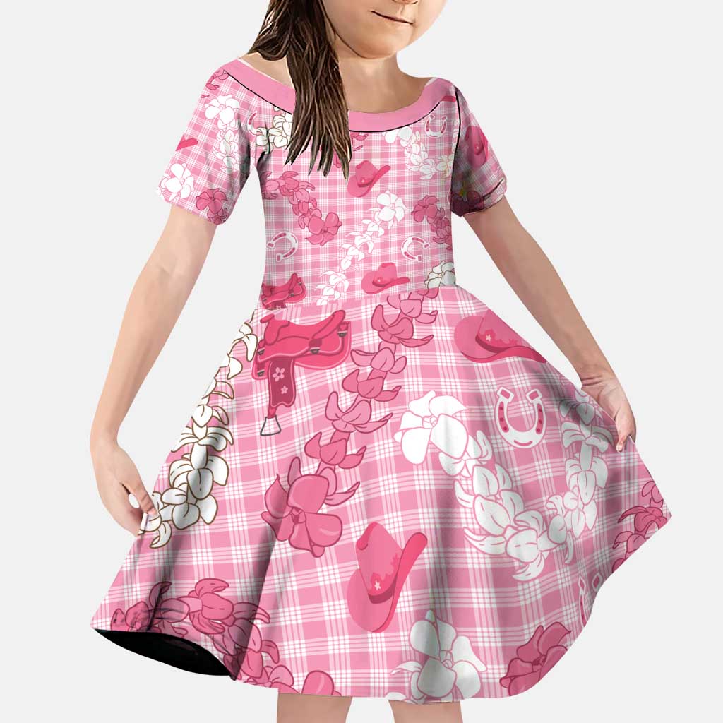 Paniolo Palaka Hawaiian Cowgirl Family Matching Tank Maxi Dress and Hawaiian Shirt LT9 Daughter's Dress Pink - Polynesian Pride
