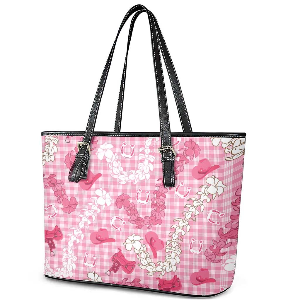 Paniolo Palaka Hawaiian Cowgirl Leather Tote Bag - Polynesian Pride