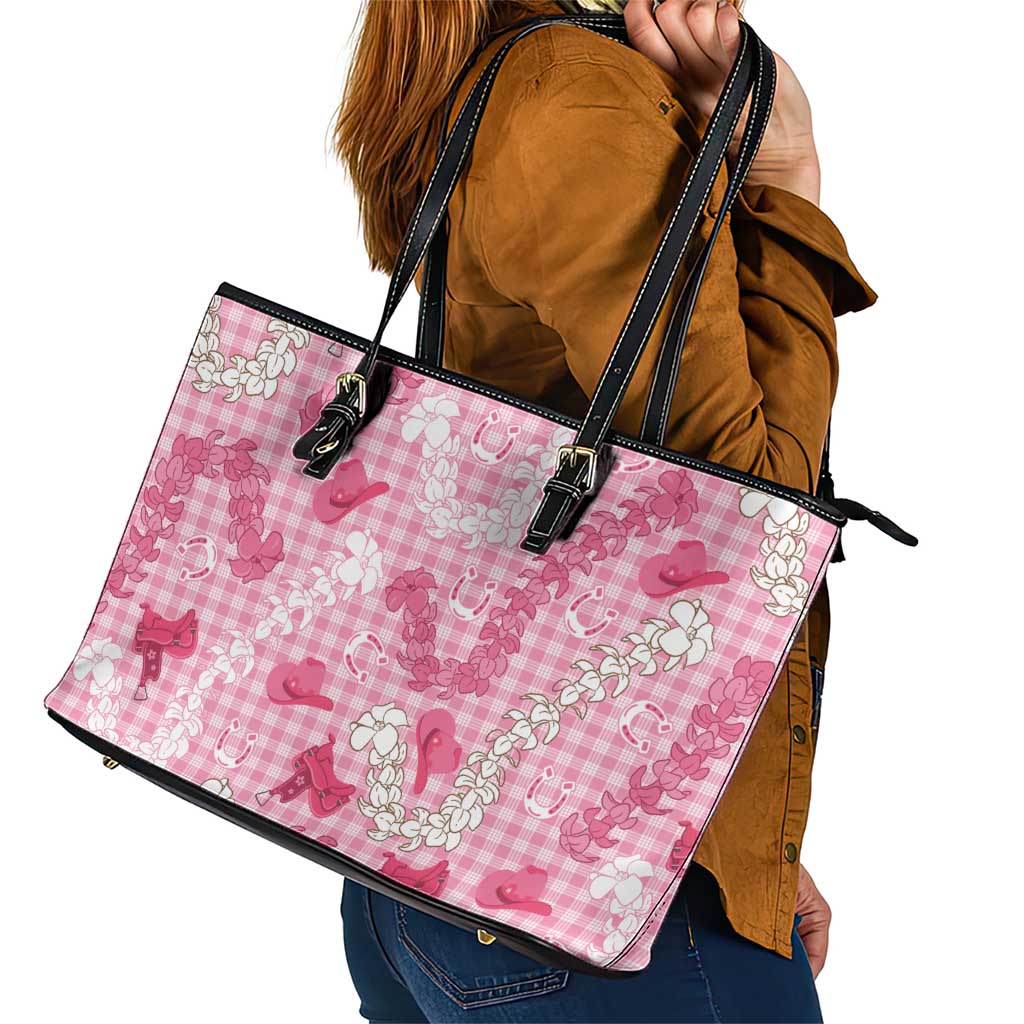 Paniolo Palaka Hawaiian Cowgirl Leather Tote Bag - Polynesian Pride