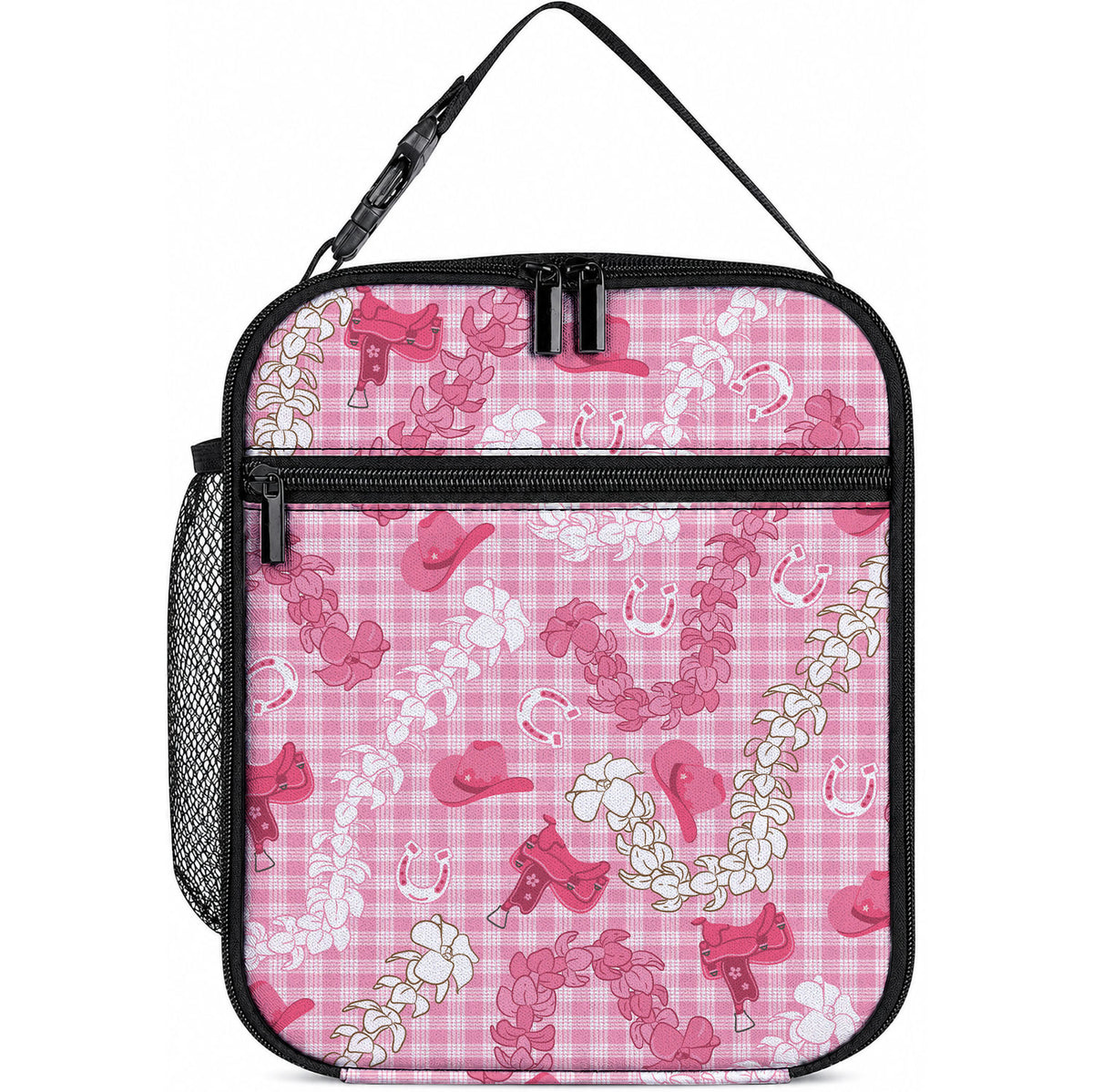 Paniolo Palaka Hawaiian Cowgirl Lunch Bag LT9 10.2 × 8.3 × 4.3 inch Pink - Polynesian Pride
