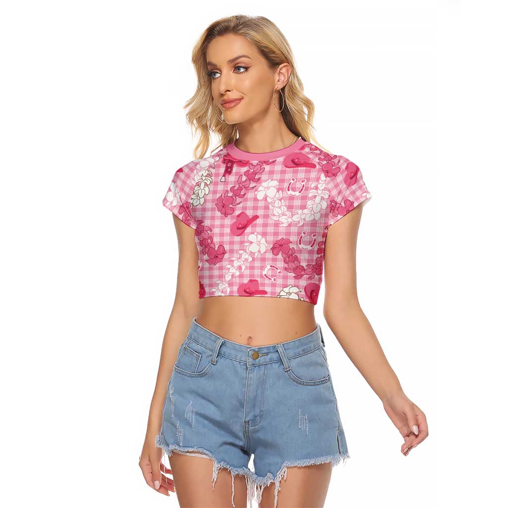Paniolo Palaka Hawaiian Cowgirl Raglan Cropped T Shirt - Polynesian Pride