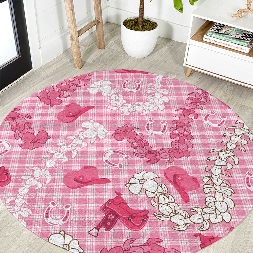 Paniolo Palaka Hawaiian Cowgirl Round Carpet LT9 Pink - Polynesian Pride