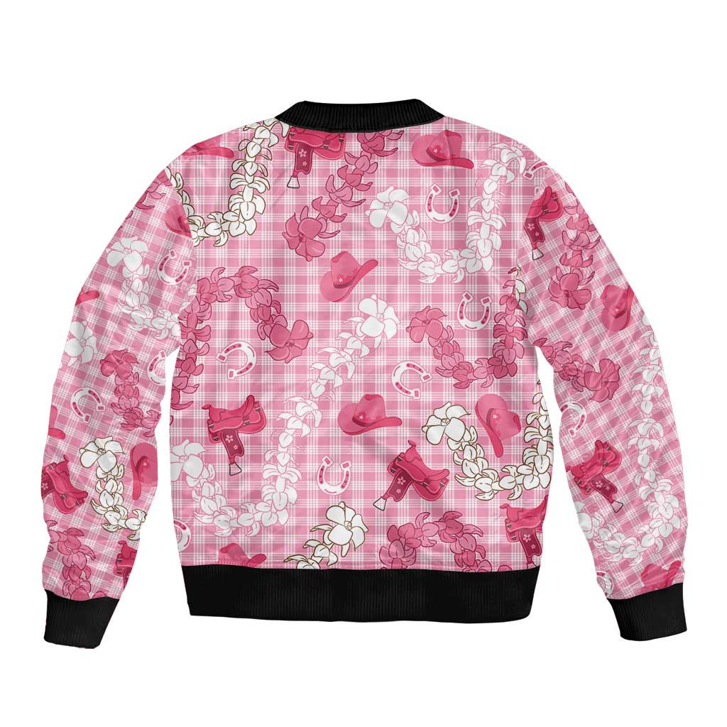Paniolo Palaka Hawaiian Cowgirl Sleeve Zip Bomber Jacket - Polynesian Pride