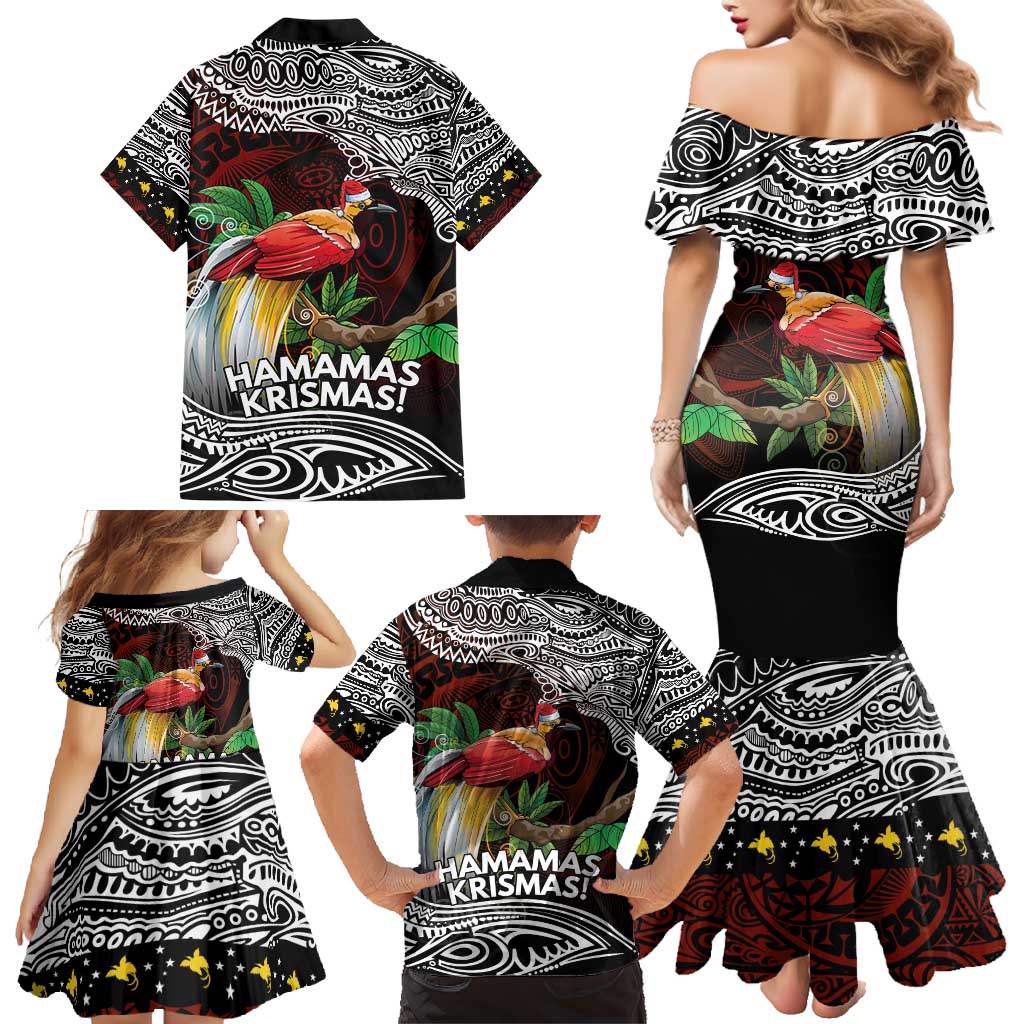Papua New Guinea Christmas Family Matching Mermaid Dress and Hawaiian Shirt - Polynesian Pride